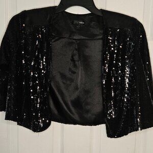 Aqua Black Sequinned Bolero Sweater Blazer Size S